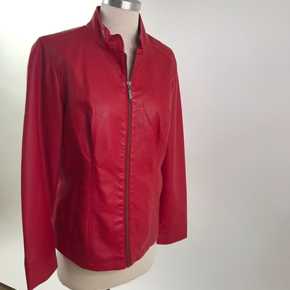 Christopher & Banks red vegan leather jacket